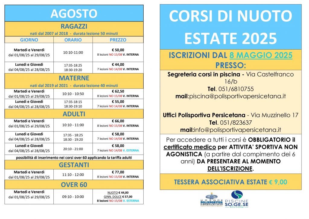 corsi di nuoto estate 2025